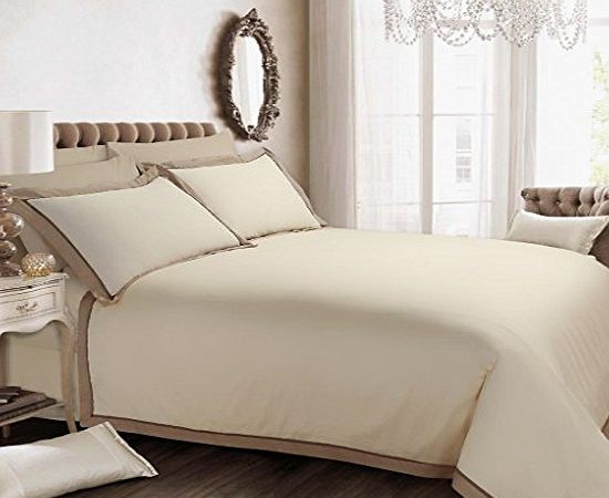 Hachette [hachette] 3PC 300 THREAD COUNT (H) [CREAM/BEIGE] DUVET COVER DOUBLE SIZE 100 EGYPTIAN COTTON 300TC 